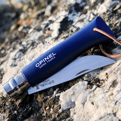 Cuchillo Trekking N°08 + Funda De Cuero Opinel1#Azul