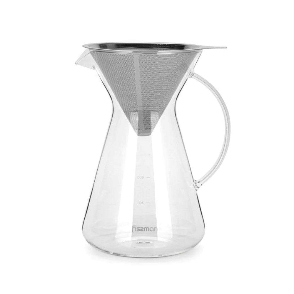 Cafetera Manual Pour Over Filtro De Acero 900 Ml Fissman2#Vidrio