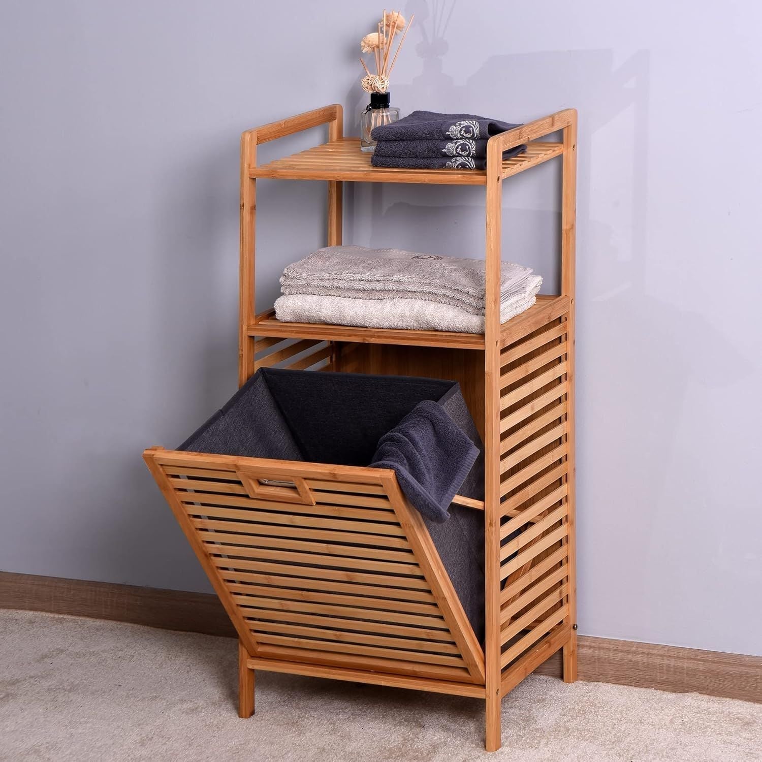 Estante de Bambú Para Lavandería Abatible Santú Home & Deco1#Gris