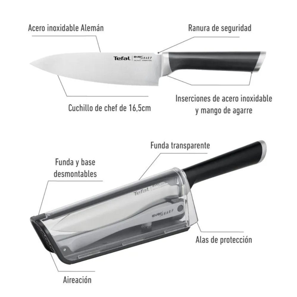 Cuchillo Eversharp Con Afilador Tefal