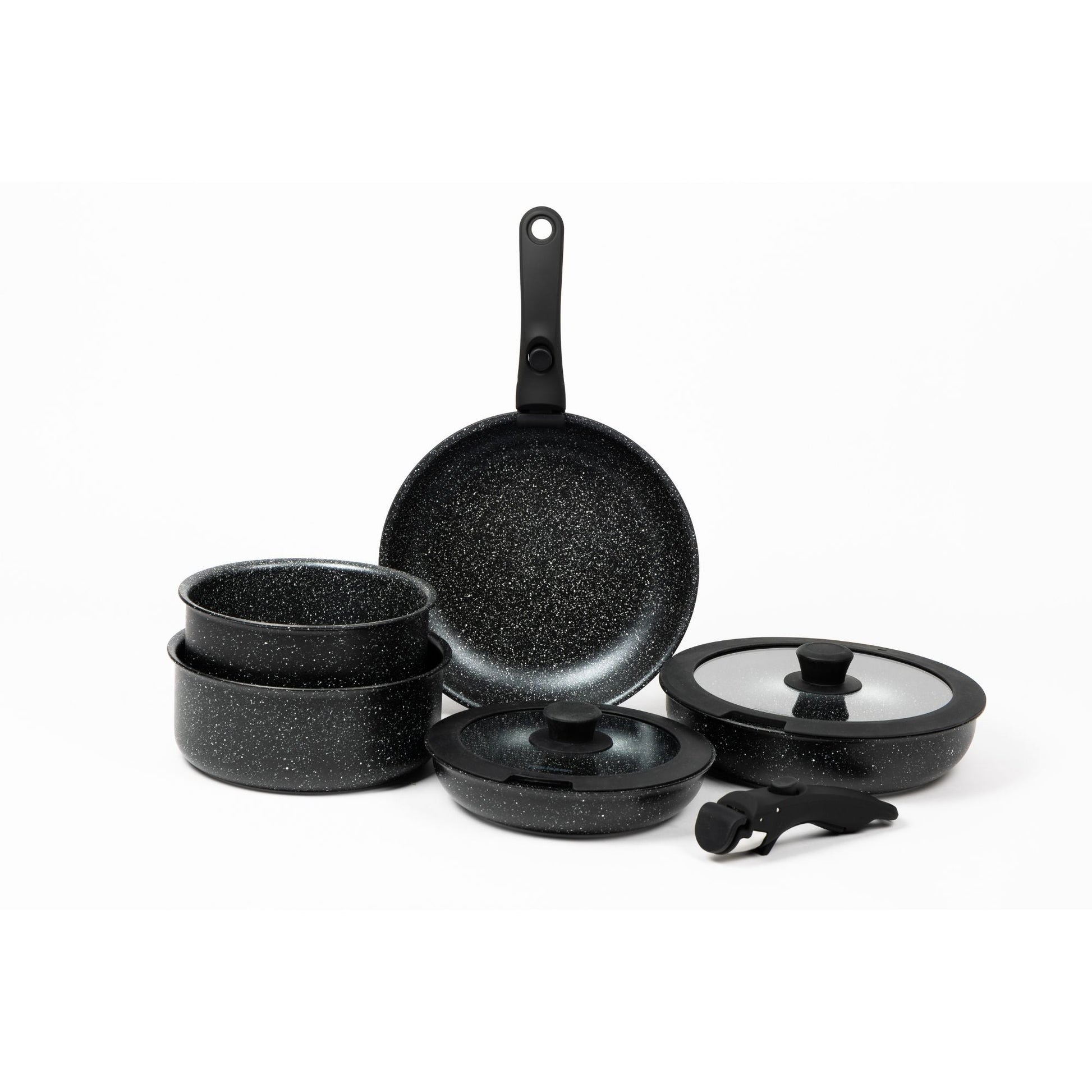 Batería De Cocina Con Mango Removible 11 Pzs Haussen9#Negro