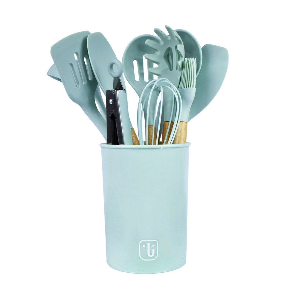 Kit Batería Cocina 7 Pza + Set 12 Utensilios Simplit4#Cobre|Azul