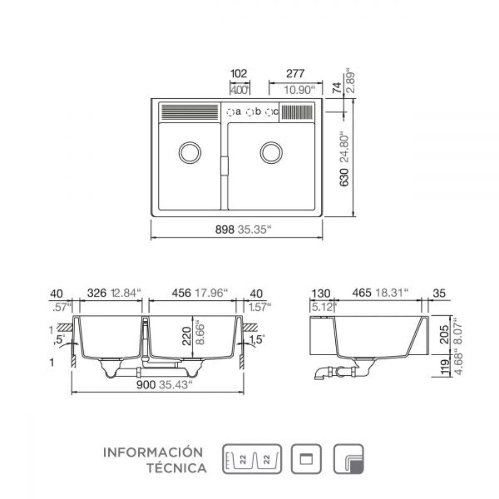 Kit Lavaplatos Kallio M 175 + Grifería Gota + Accesorios Black Schock5#Blanco