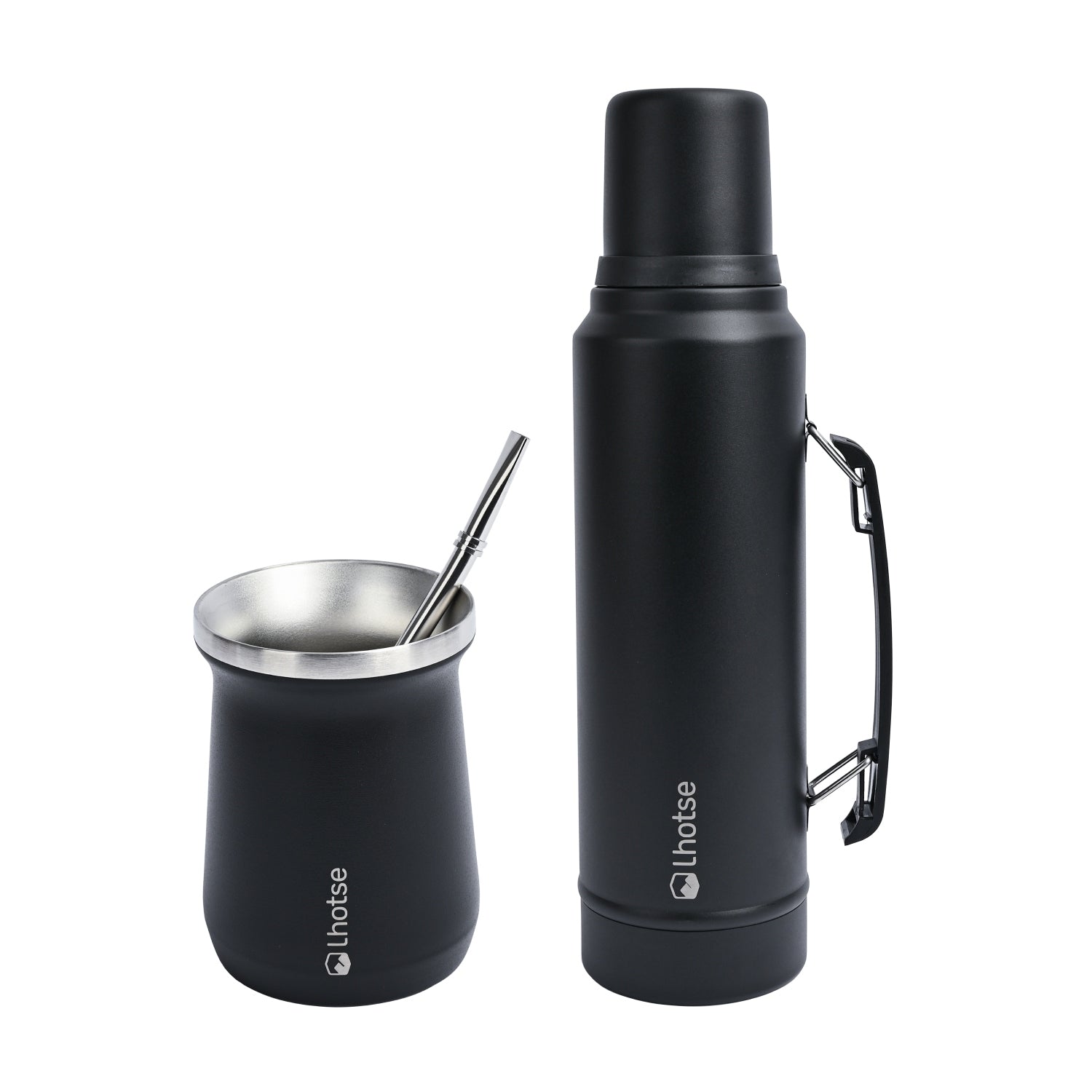 Kit Termo Liquido Classic 1.3 Lts + Mate Bombilla Lhotse3#Negro