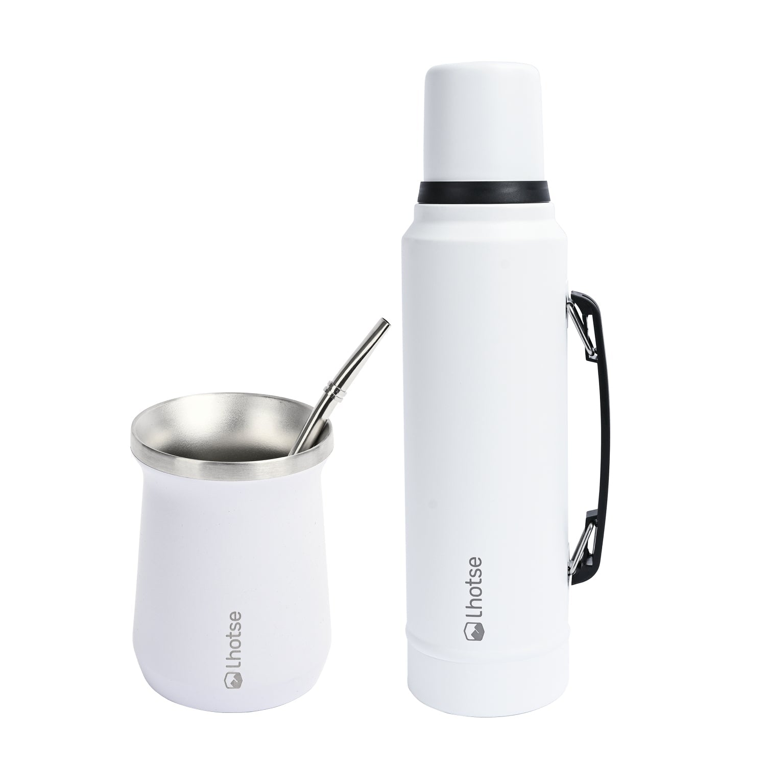 Kit Termo Liquido Classic 1.3 Lts + Mate Bombilla Lhotse5#Blanco