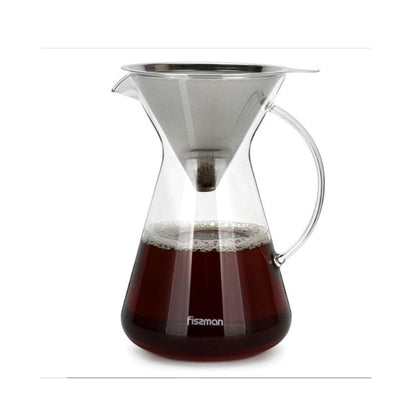 Cafetera Manual Pour Over Filtro De Acero 900 Ml Fissman1#Vidrio