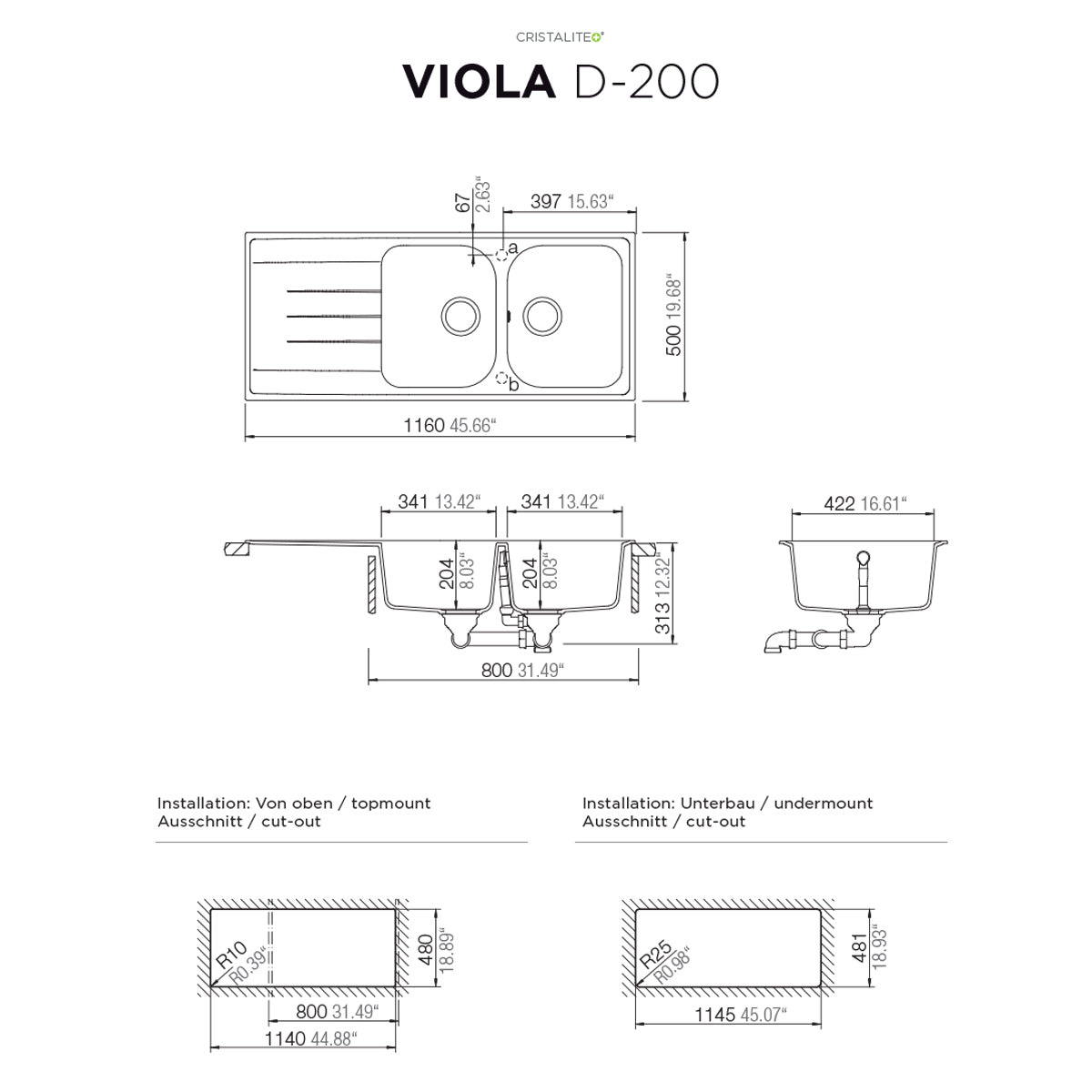 Lavaplatos Viola D 200 Schock5#Negro