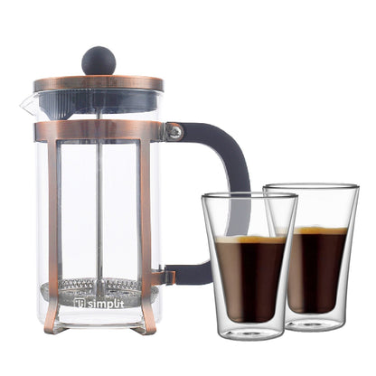 Pack Cafetera Francesa 600 Ml + Set 2 Vasos 400 Ml Simplit1#Sin color