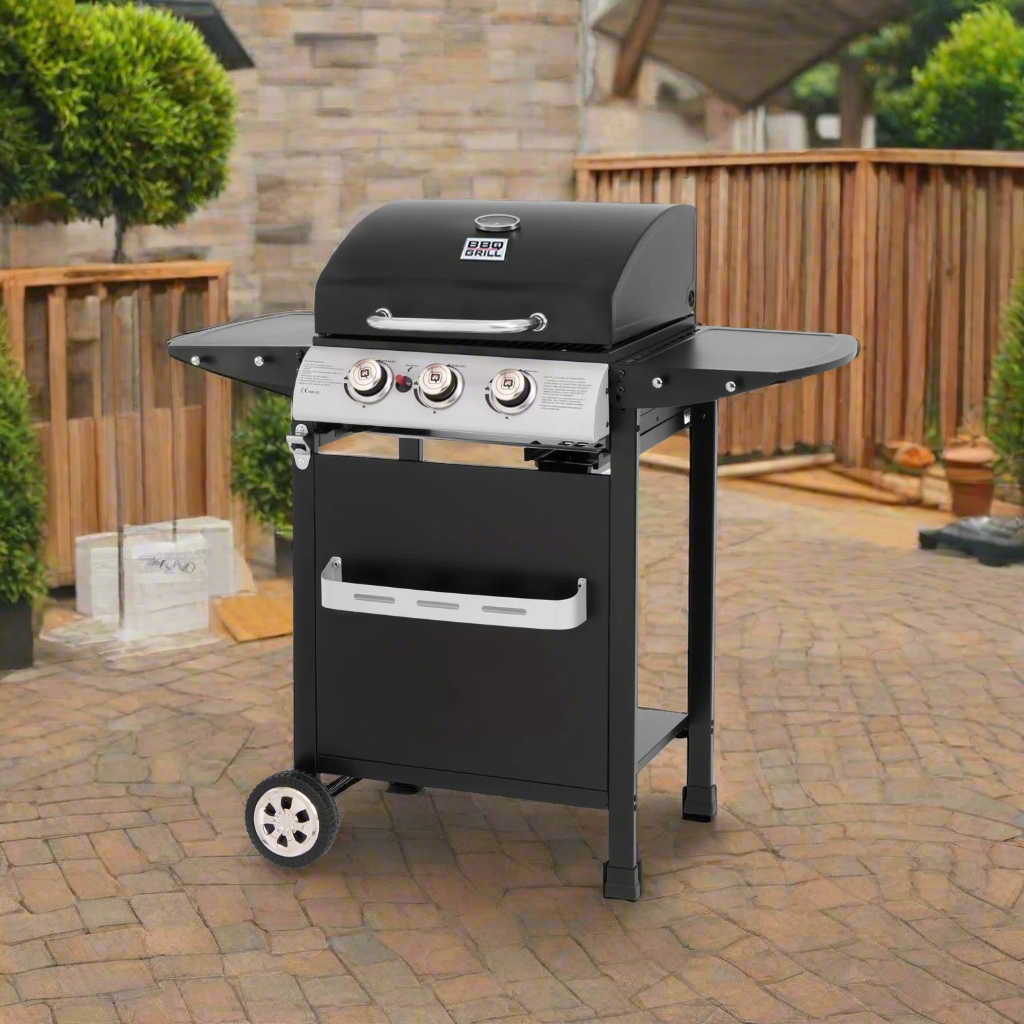 Parrilla a Gas 3 Quemadores Boston Pro BBQ301GCA2#Negro