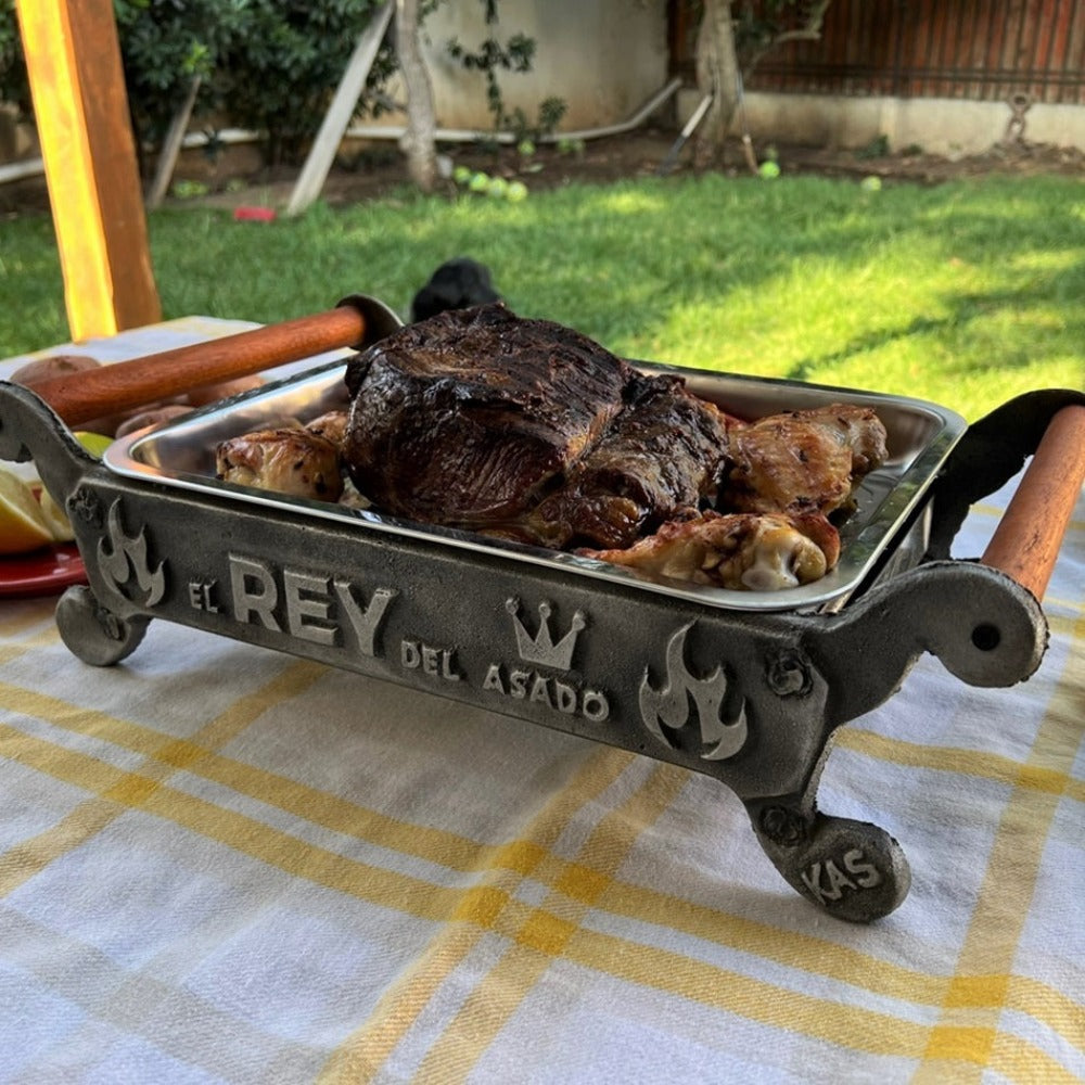 Parrilla Brasero De Mesa Con Tapa: El Rey Del Asado Kas Chile3#Gris