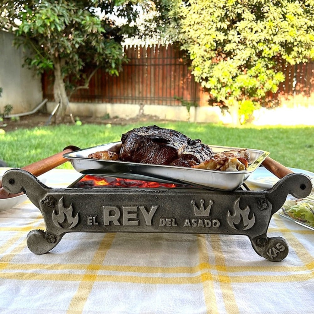 Parrilla Brasero De Mesa Con Tapa: El Rey Del Asado Kas Chile4#Gris