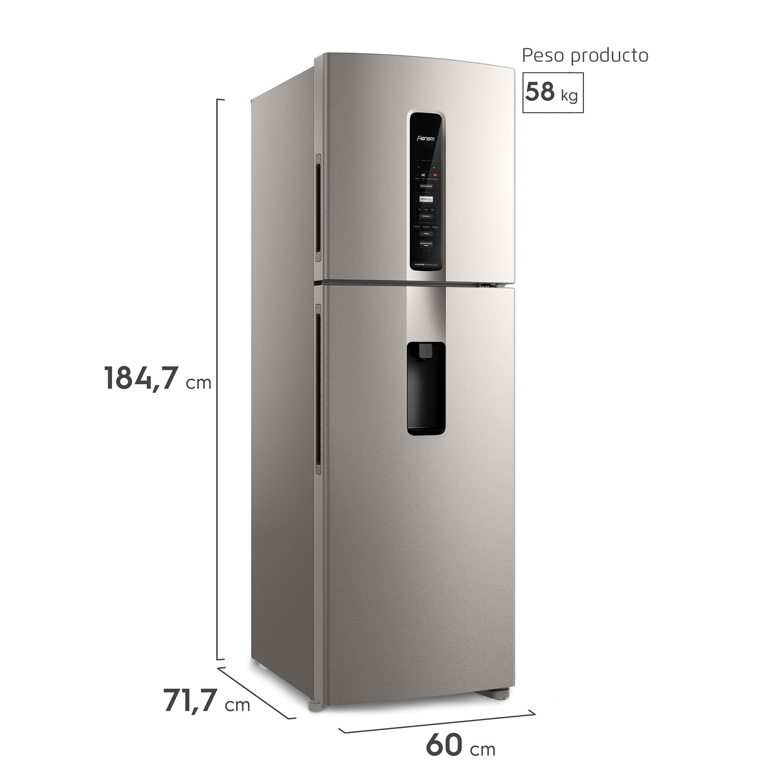 Refrigerador Top No Frost IW45S 409 Lts Fensa3#Gris