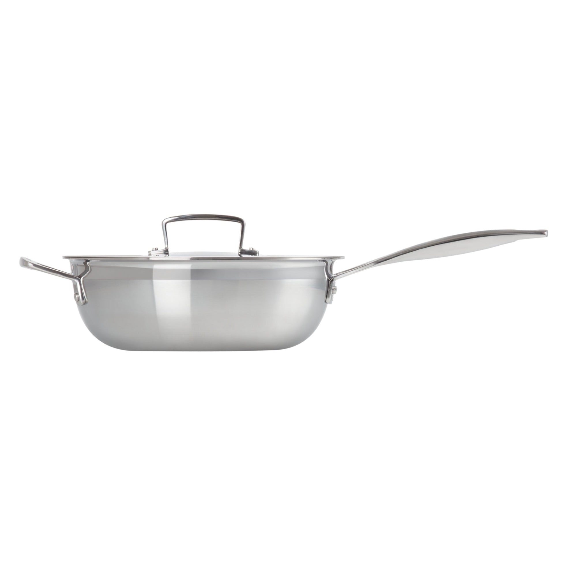 Sartén Chef Acero Inoxidable Classic Antiadherente Con Tapa 24 Cm4#Gris