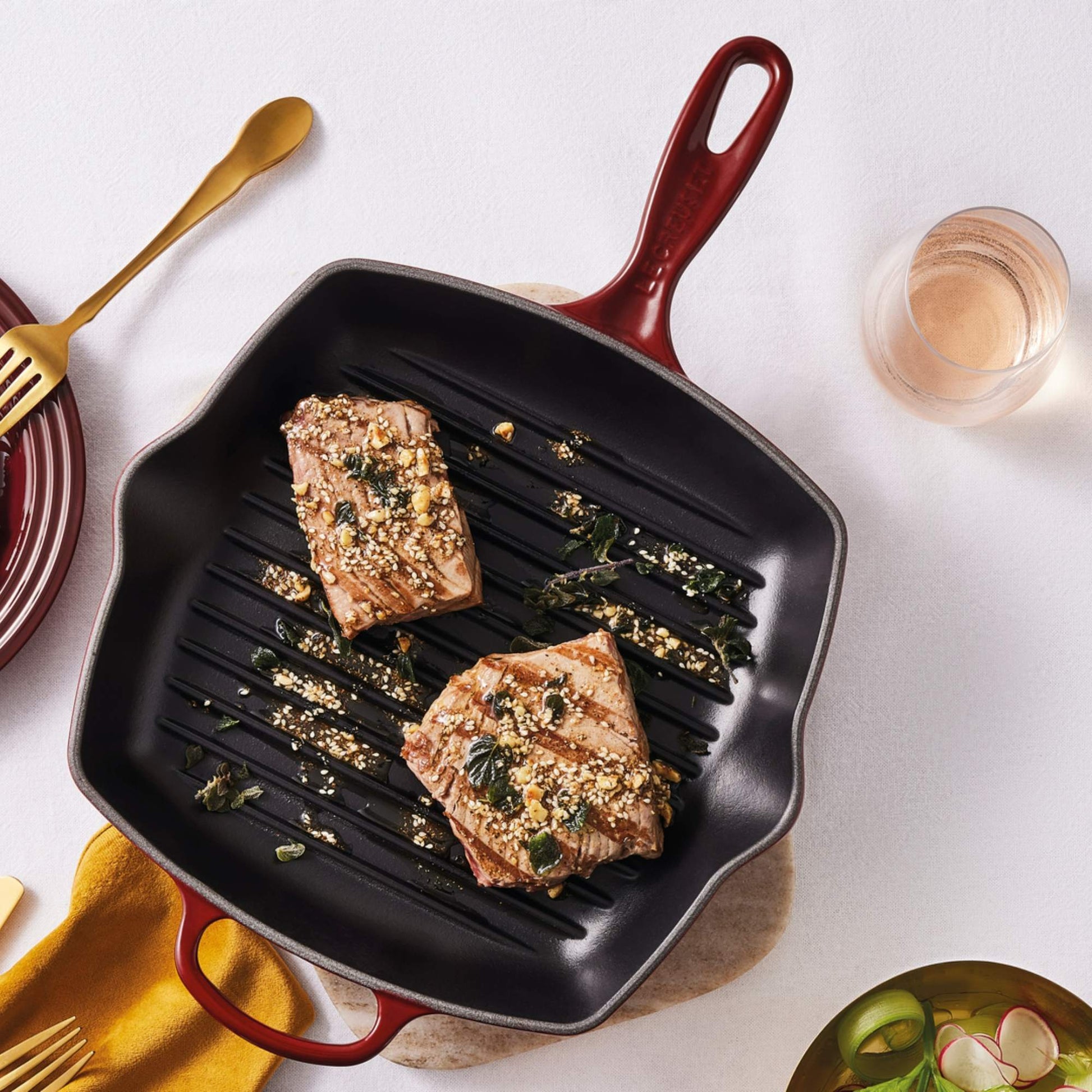 Sartén Skillet Grill Cuadrada Rhone 26 Cm Le Creuset1#Burdeo