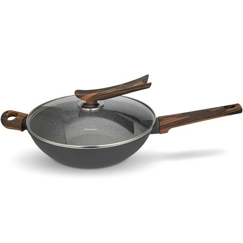 Sartén WOK Con Tapa Capella 28x8,5 Cm Fissman5#Negro