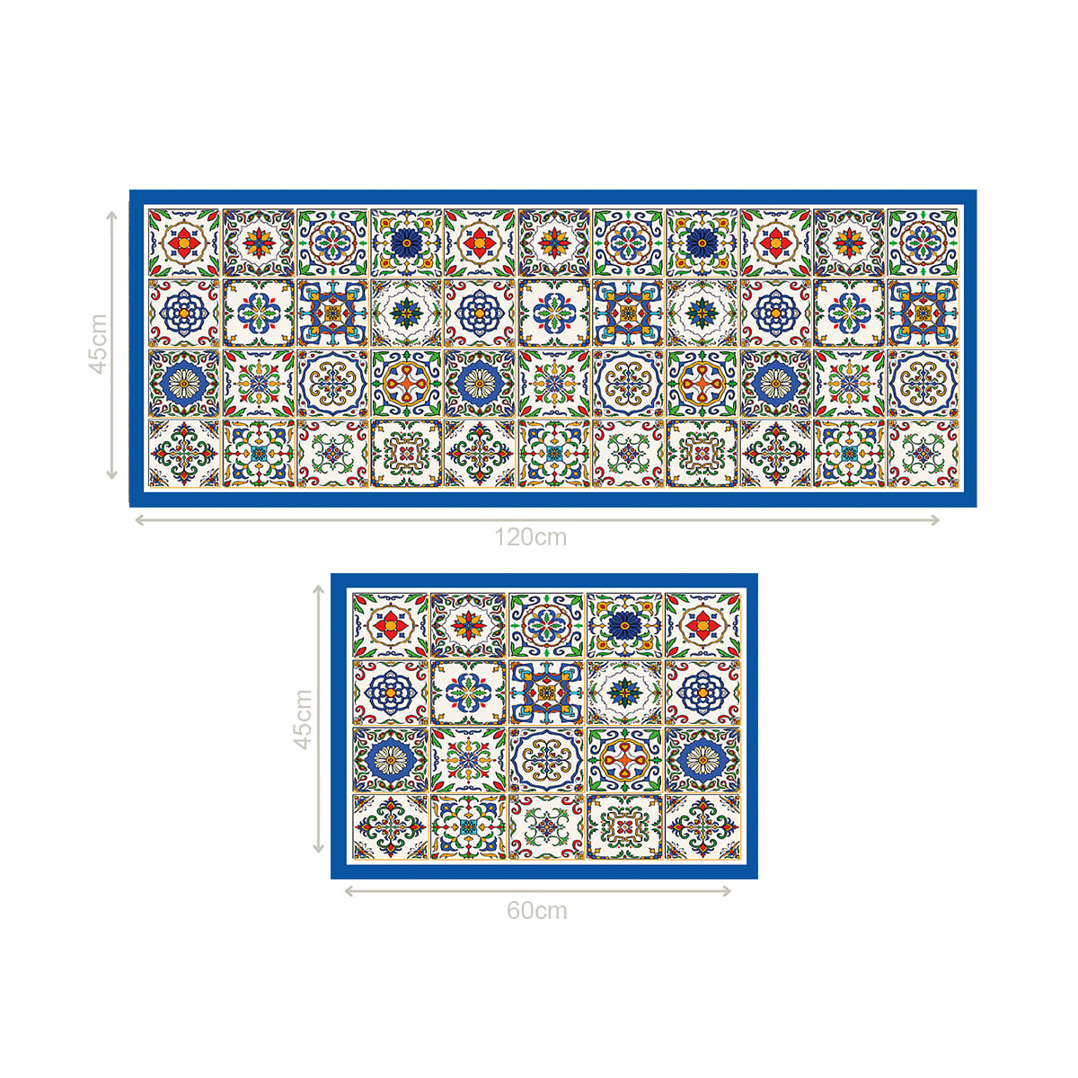 Set 2 Alfombras De Cocina Baldosa Española Davanti2#Azul