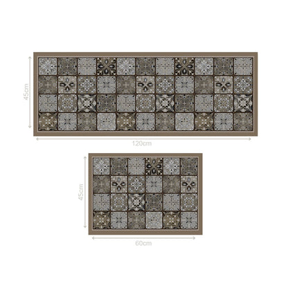 Set 2 Alfombras De Cocina Baldosa Ligure Davanti3#Café