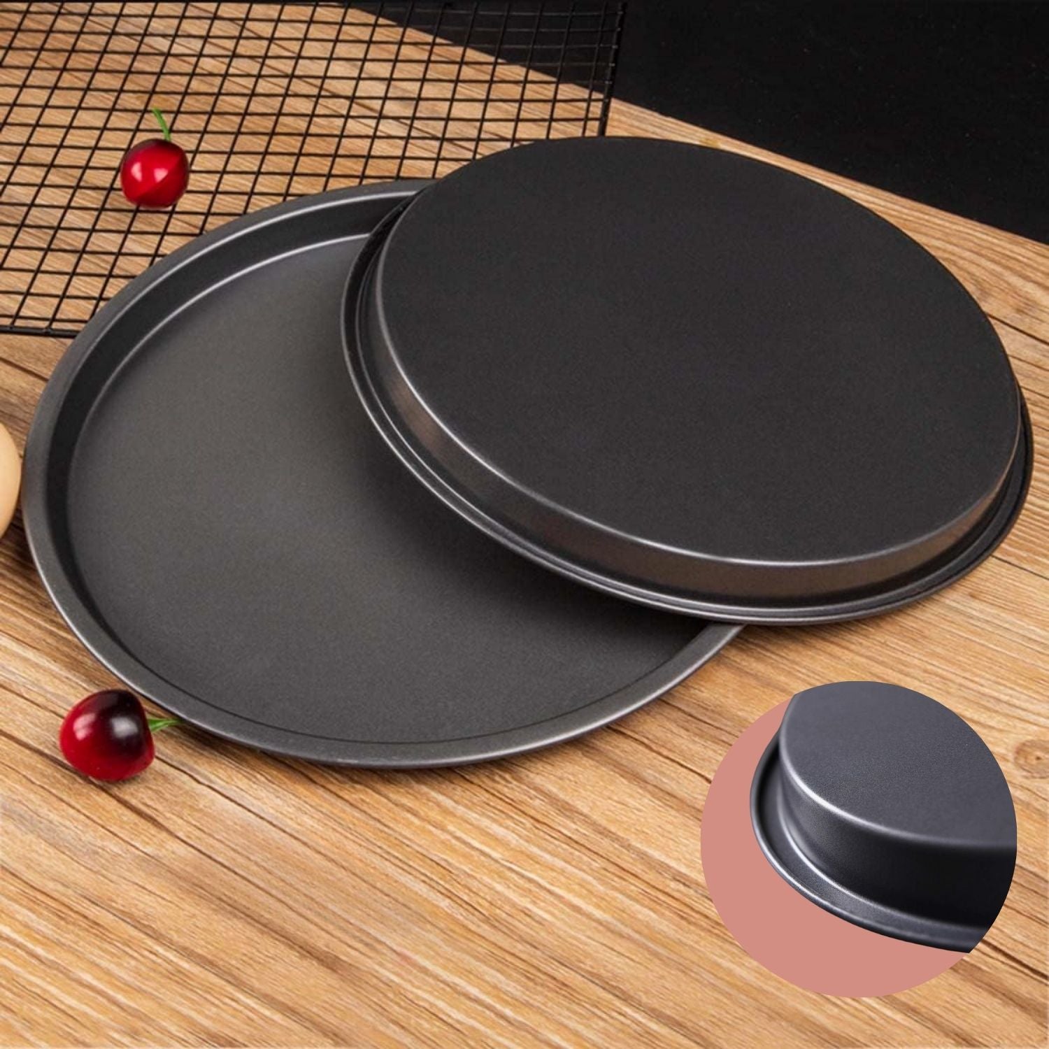 Set 3 Bandejas De Horno Para Pizza Santú Home & Deco3#Negro