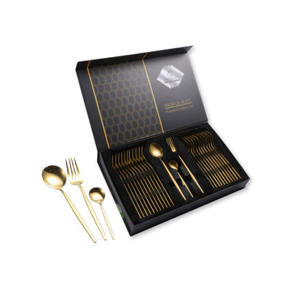 Set 36 Cubiertos Acero Inoxidable Ensaladas y Postres Santú Home & Deco7#Oro