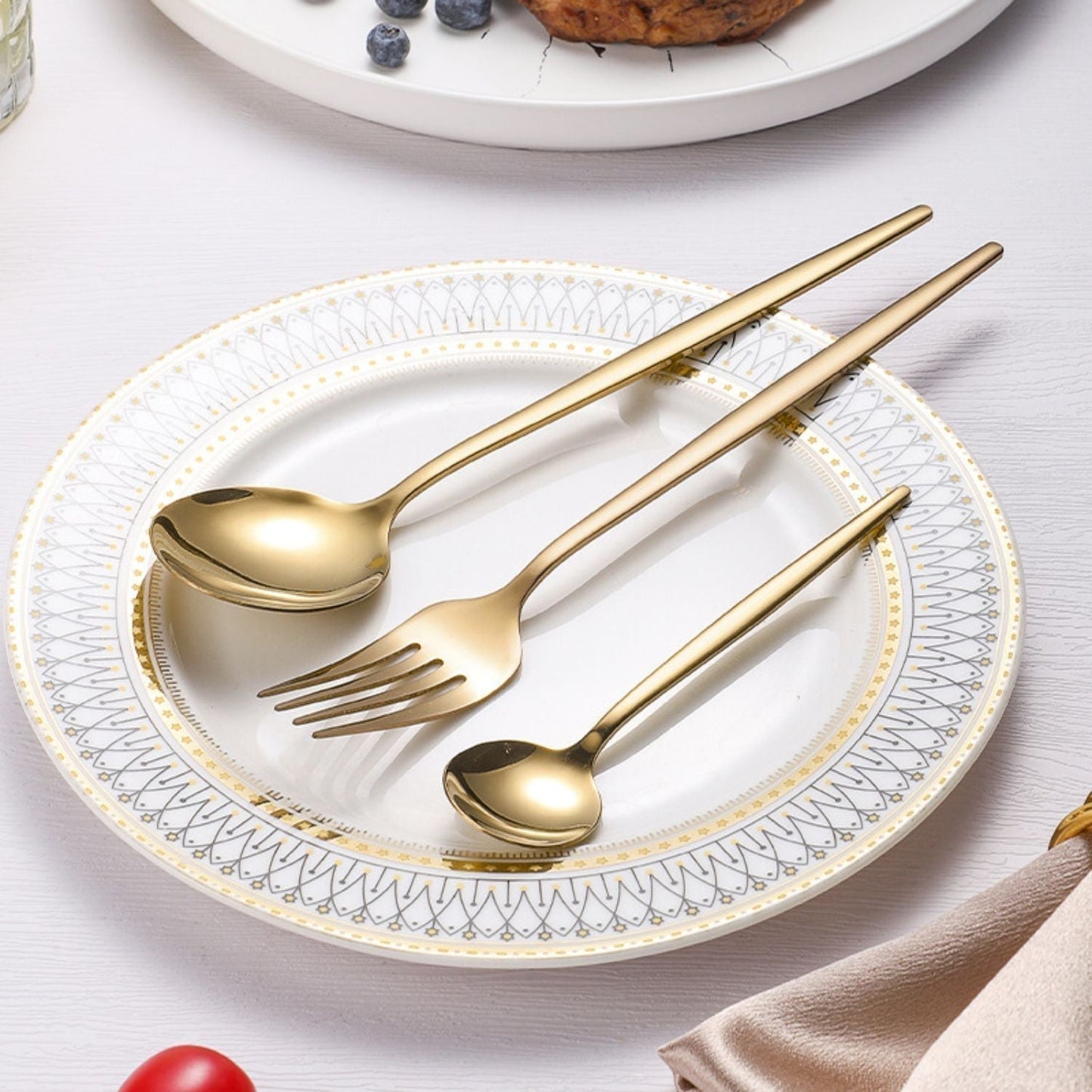 Set 36 Cubiertos Acero Inoxidable Ensaladas y Postres Santú Home & Deco1#Oro