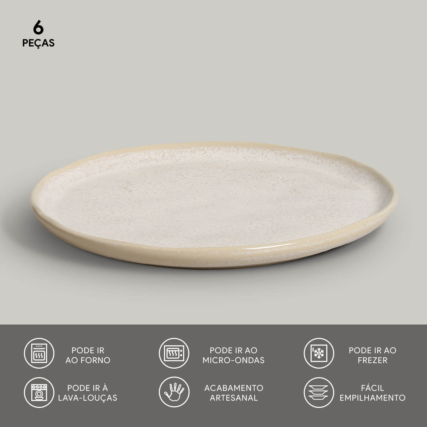 Set 6 Platos De Entrada o Postre Latte Aires Deco Home4#Beige