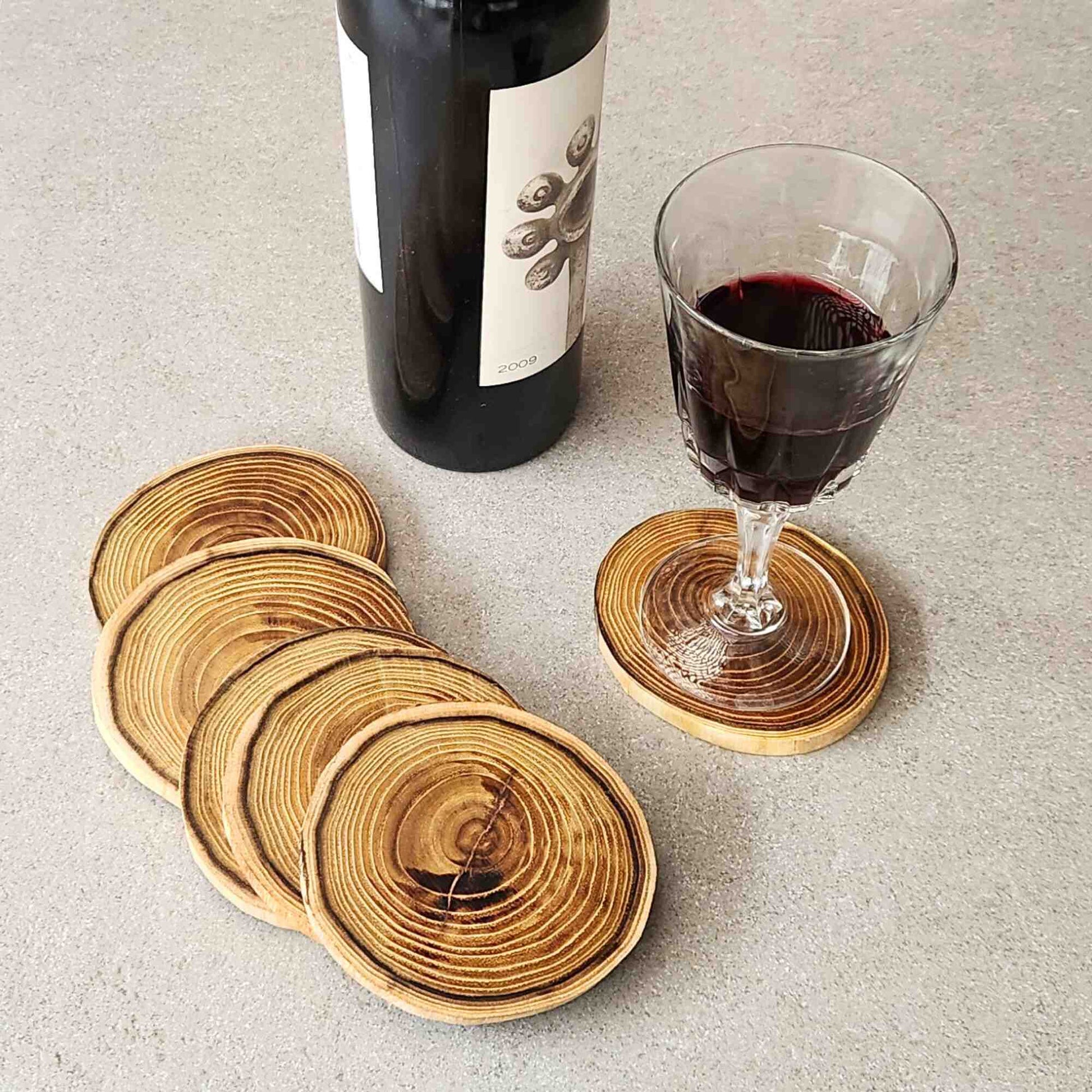 Set 6 Posavasos Madera De Acacia Witralun1#Café Claro