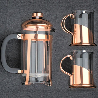 Set De 2 Tazas Y Cafetera Francesa Encobrizada Concepto MK2#Cobre