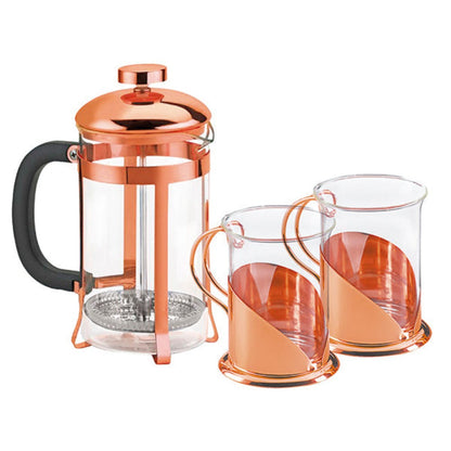 Set De 2 Tazas Y Cafetera Francesa Encobrizada Concepto MK1#Cobre