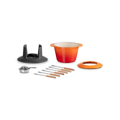 Set Fondue Oval Volcánico Le Creuset3#Naranjo