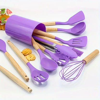 Set Utensilios de Cocina Silicona 11 Piezas Santú Home & Deco5#Púrpura