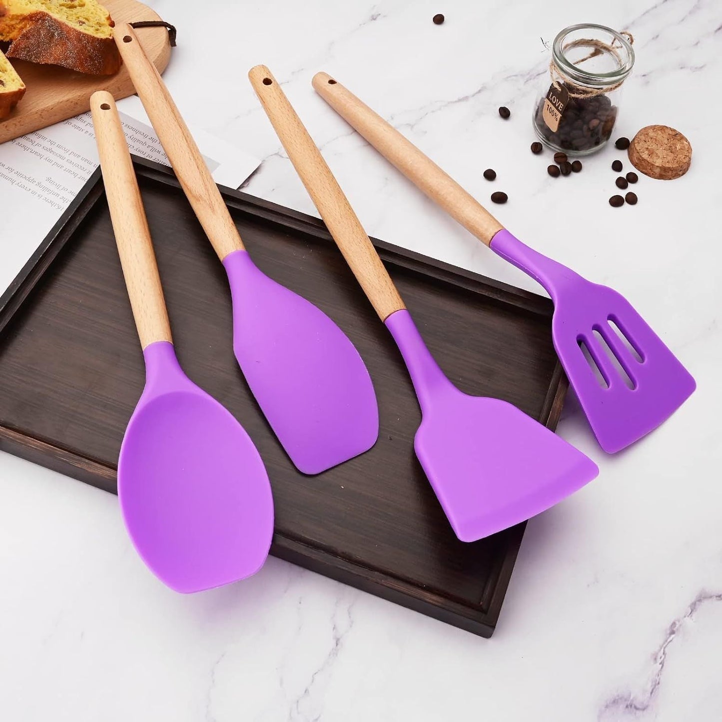 Set Utensilios de Cocina Silicona 11 Piezas Santú Home & Deco7#Púrpura