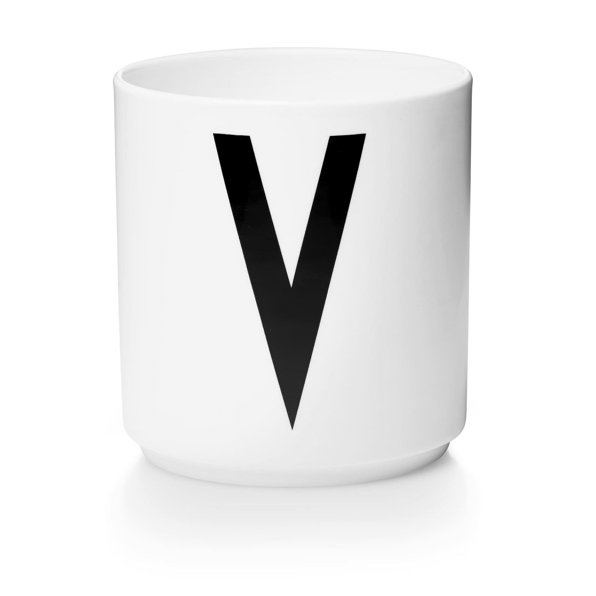 Taza Blanca De Porcelana - V Design Letters1#Blanco