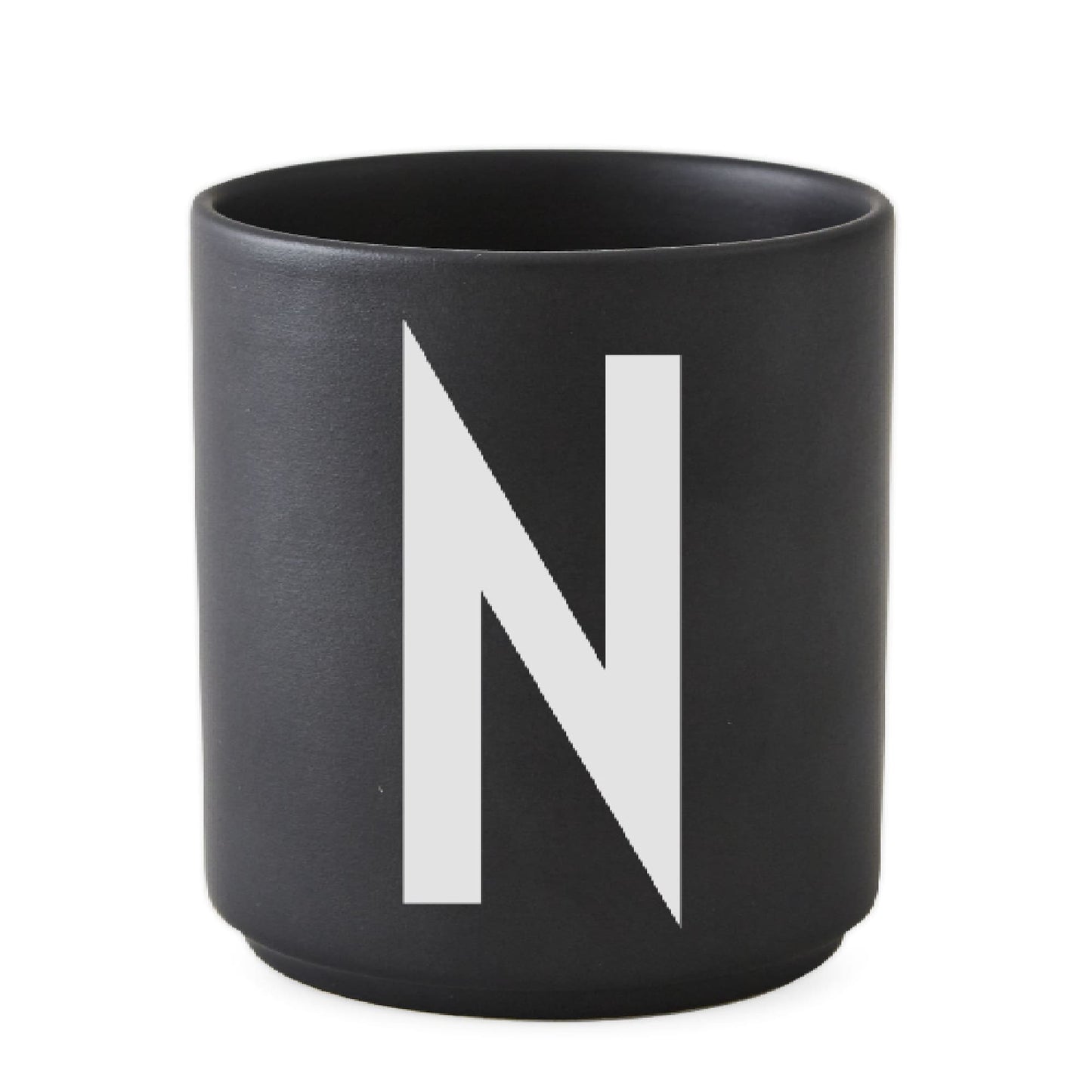 Taza Negro De Porcelana - N Design Letters1#Negro