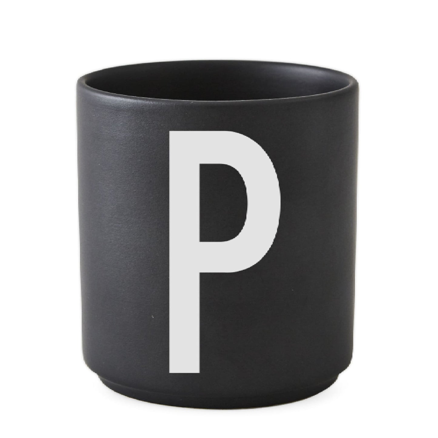 Taza Negro De Porcelana - P Design Letters1#Negro