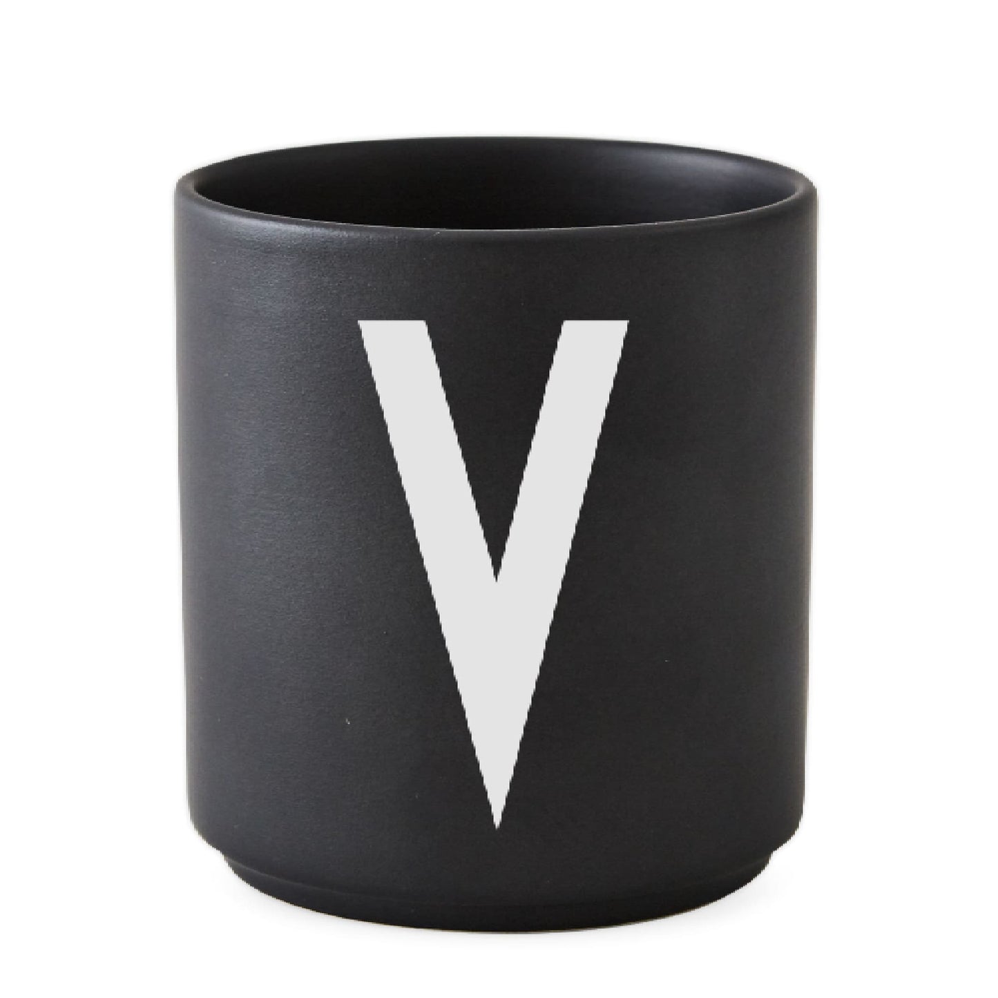 Taza Negro De Porcelana - V Design Letters1#Negro