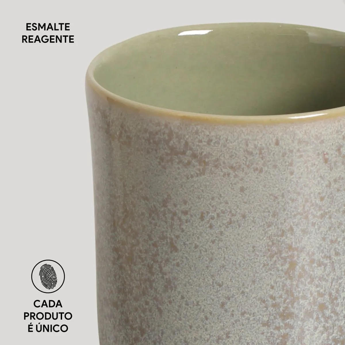 Set 4 Tazones Greengranite Stoneware 330 Ml Aires Deco Home3#Verde|blanco