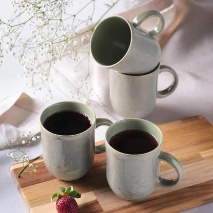 Set 4 Tazones Greengranite Stoneware 330 Ml Aires Deco Home1#Verde|blanco