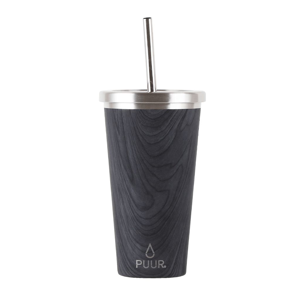 Vaso Térmico Black Marble 570 Ml + Bombilla Retráctil2#Gris