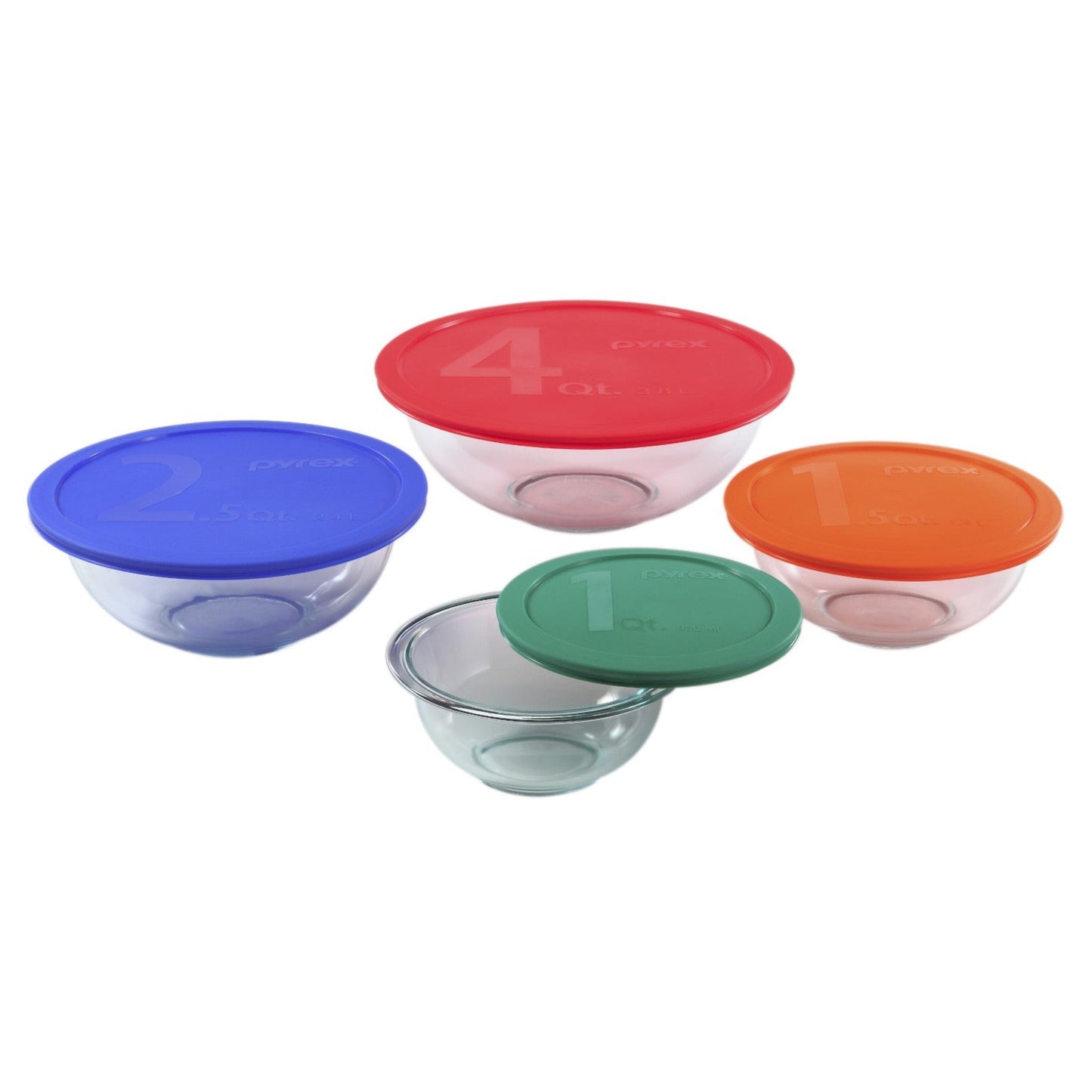 Set De 4 Bowl Vidrio Con Tapa Prepware Pyrex1#Sin color