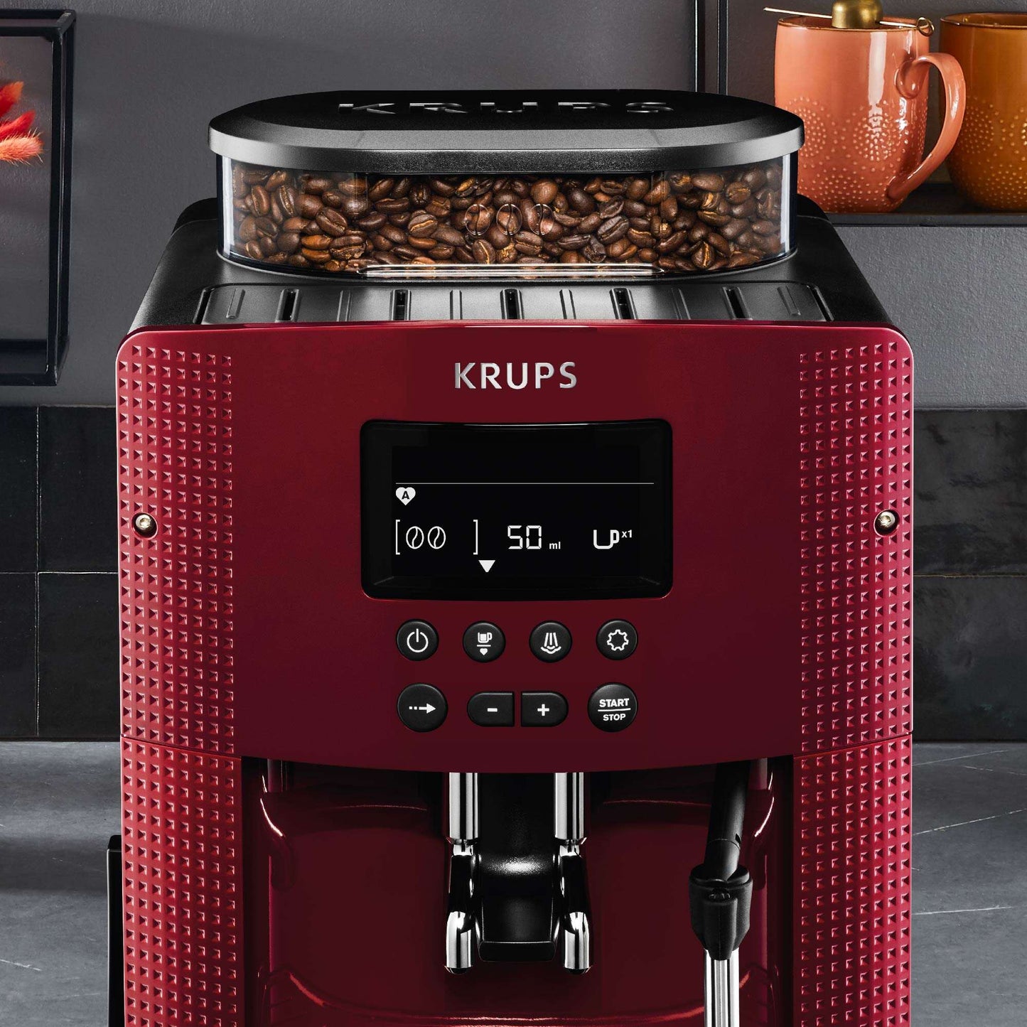 Cafetera Espresso Full Auto Display Roja + Lechero Krups3#Rojo