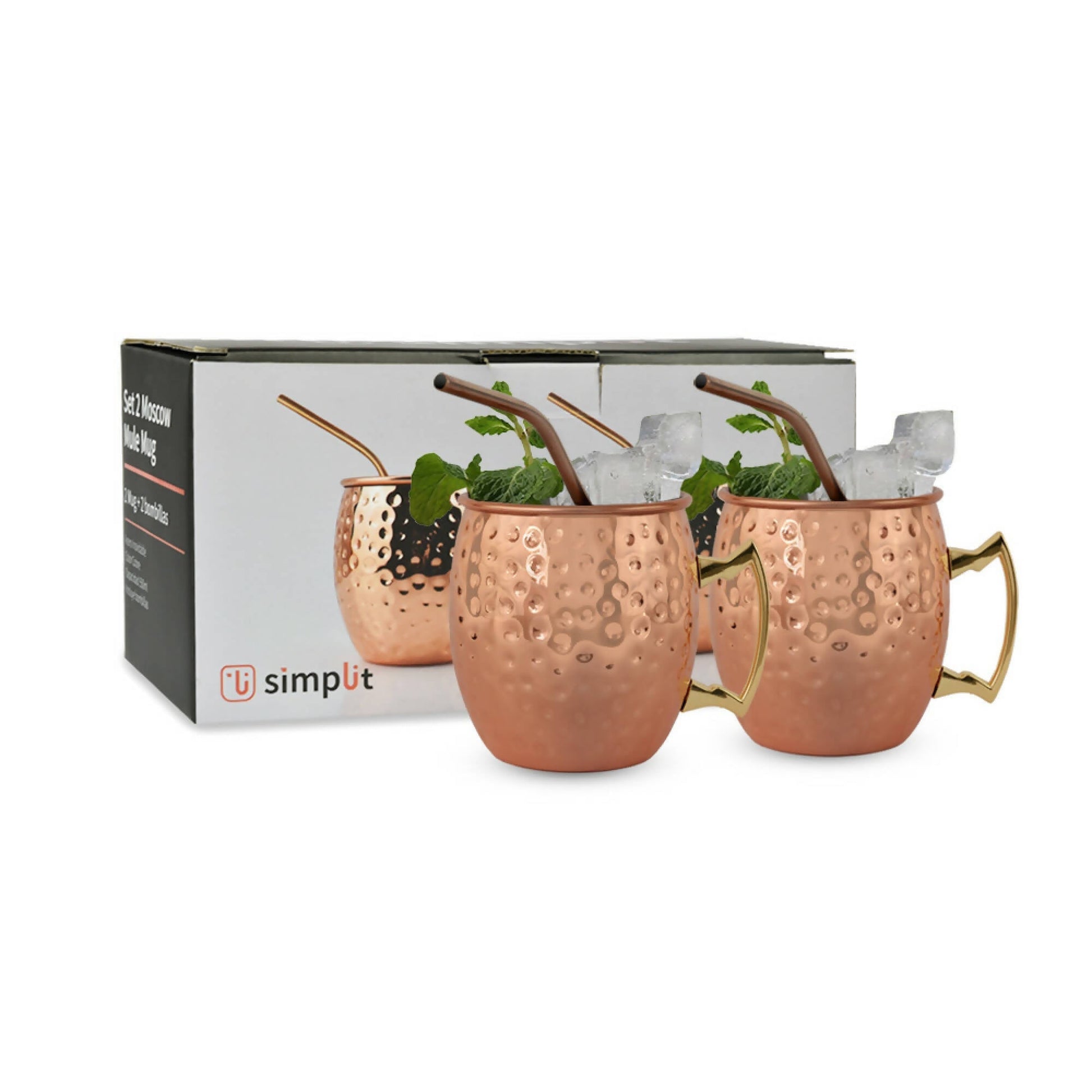 Set 2 Vasos Moscow Mule Mug Cobre + Bombillas4#Cobre