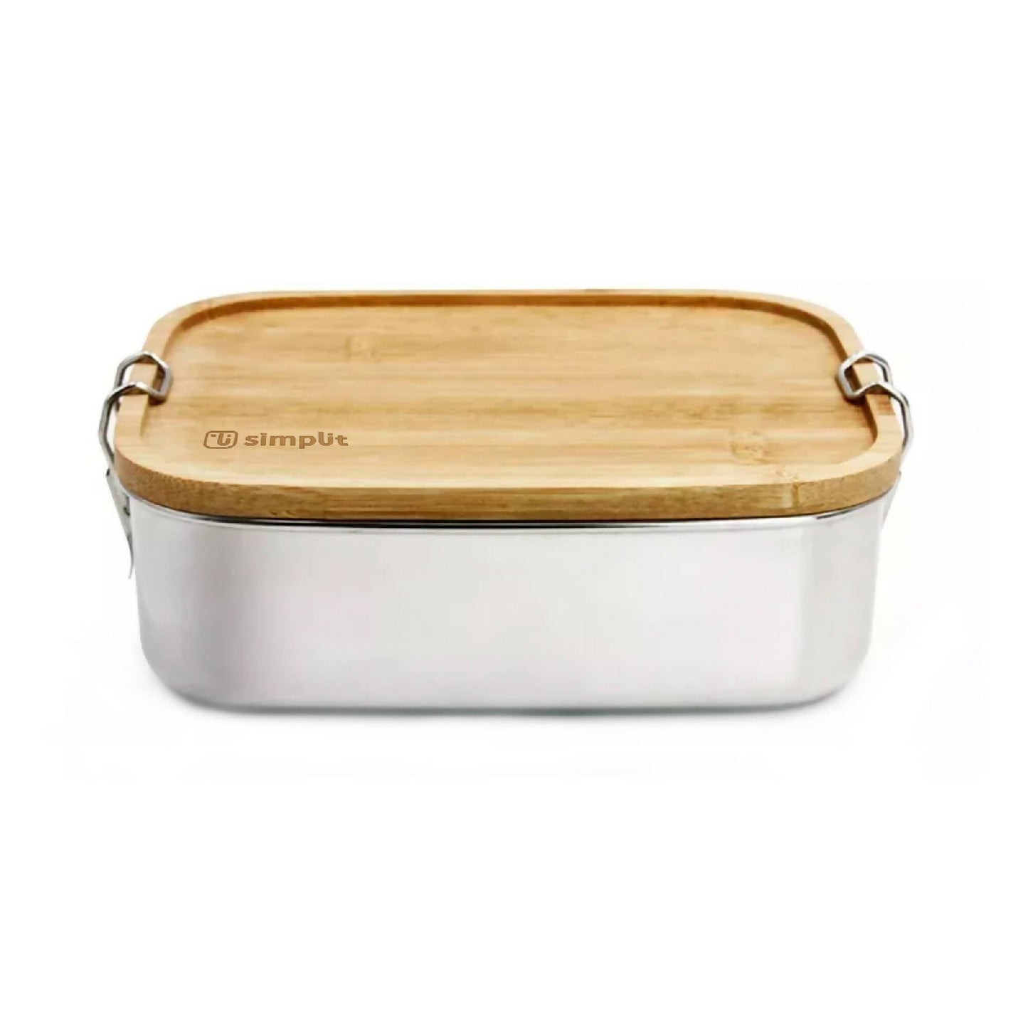 Tupper de Acero Inoxidable Tapa Madera 800 ml Simplit4#Acero