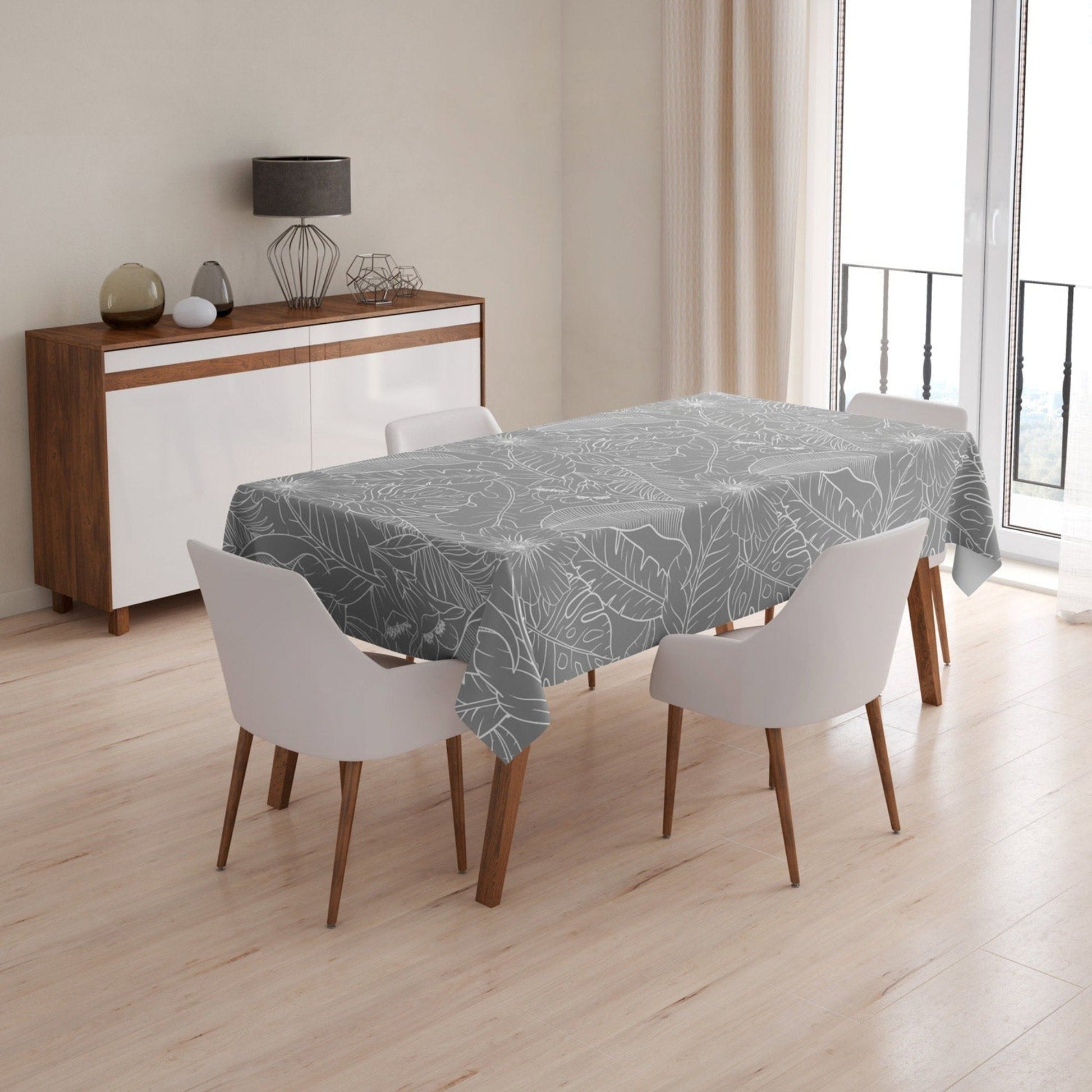 Mantel Anti Manchas Rectangular Botánico 145 x 250 cm11#Gris