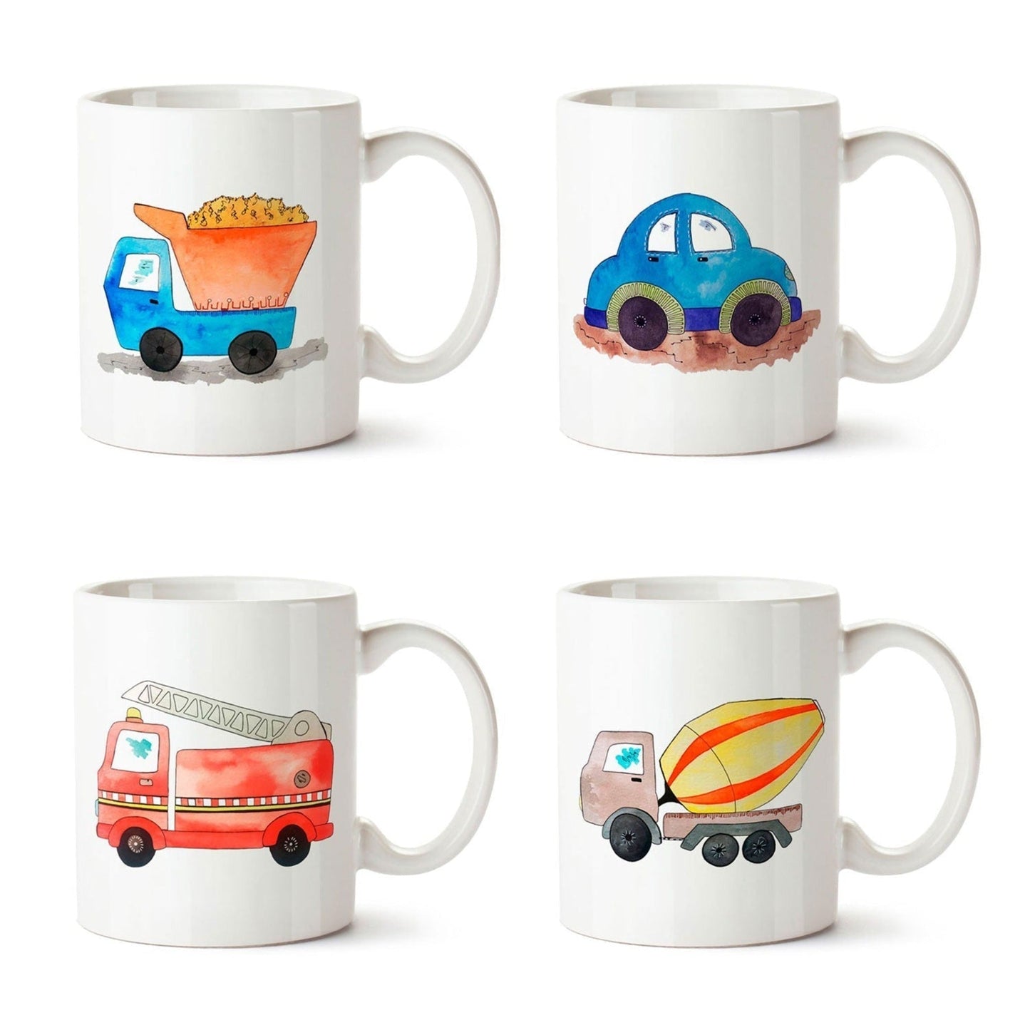 Set 4 Tazones Mugs Cerámica Infantiles Niños1#Multicolor