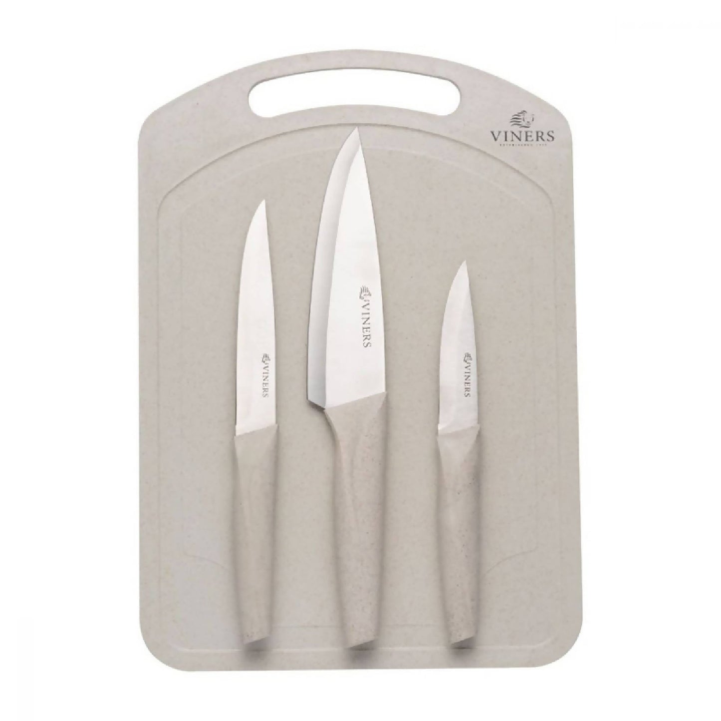 Set 3 Cuchillos con Tabla Organic Viners2#Beige