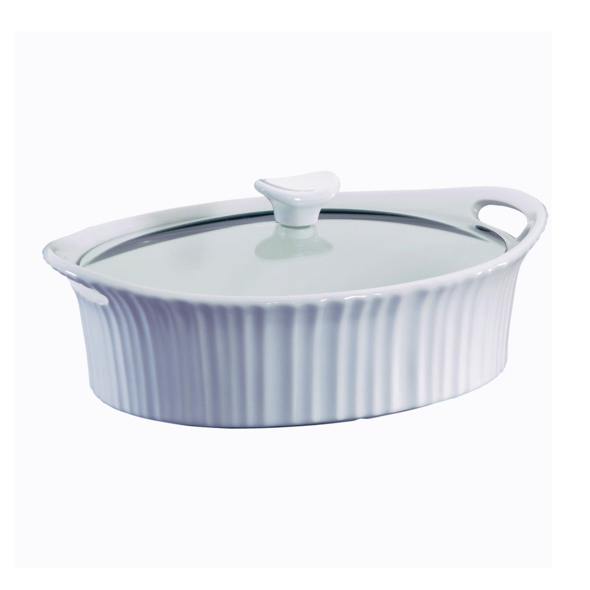 Fuente Ovalada con Tapa de Vidrio French White1#Blanco