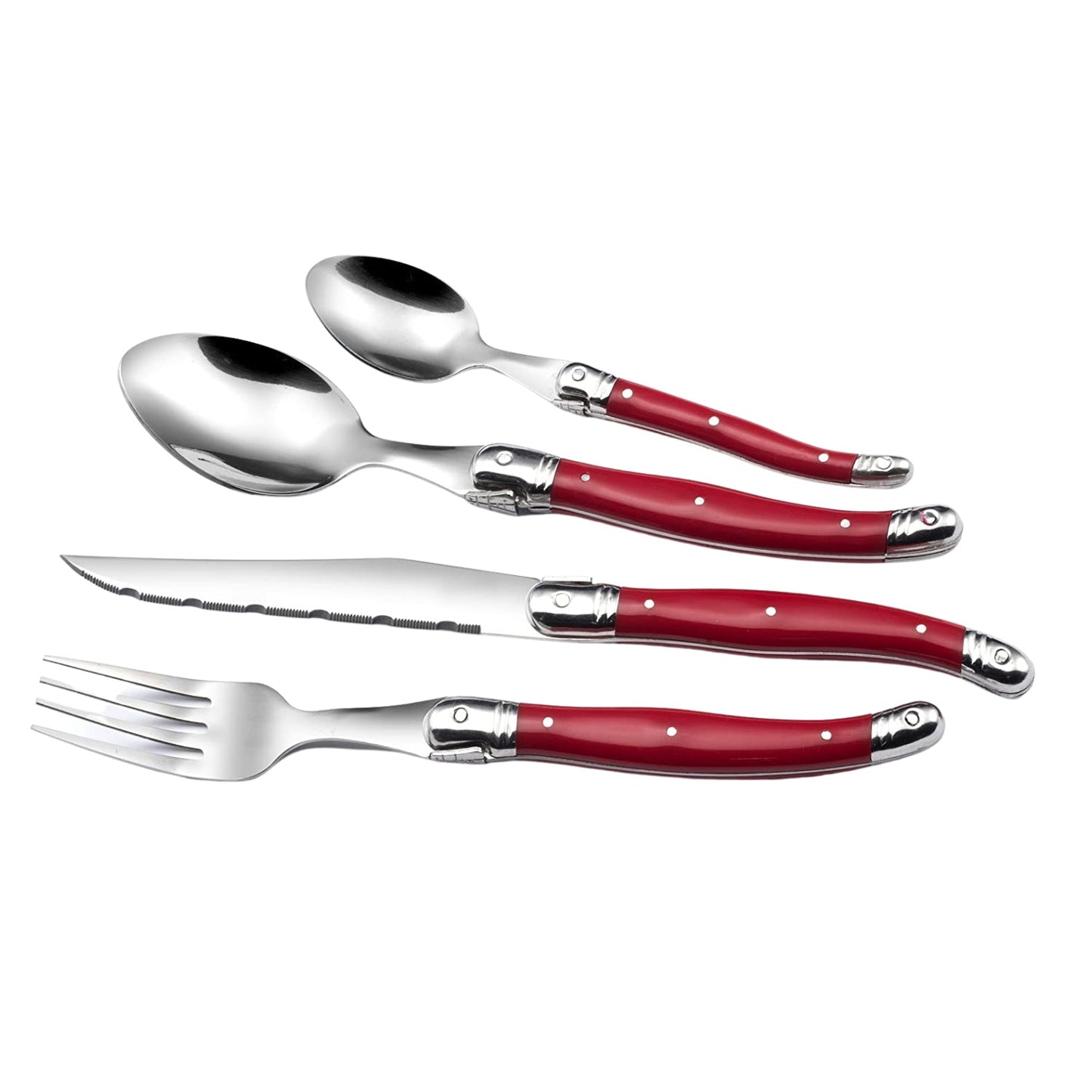 Set Cubiertos Tito Premium Cocina 24 Pzs3#Rojo