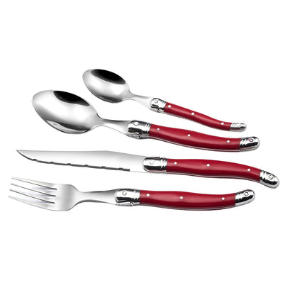 Set Cubiertos Tito Premium Cocina 24 Pzs3#Rojo