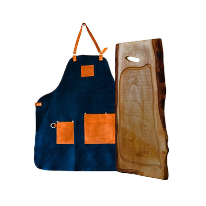 Kit Tabla Madera Rústica 80 cm + Perchera Asador Raiquen1#Azul