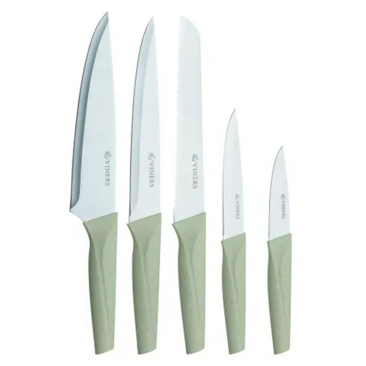 Set De 5 Cuchillos Con Taco Organic Menta Bloque Viners3#Verde